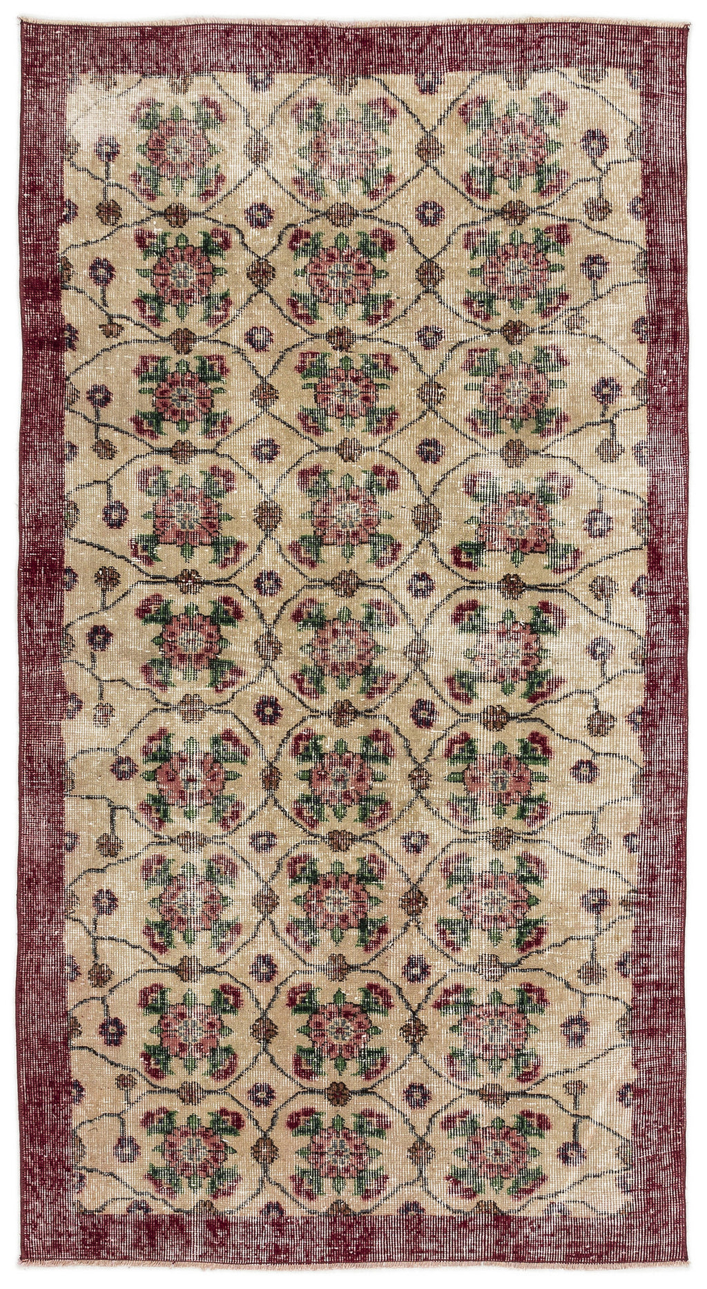 Naturel Over Dyed Vintage Rug 3'6'' x 6'7'' ft 107 x 200 cm