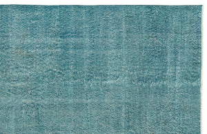 Turquoise  Over Dyed Vintage Rug 4'11'' x 8'8'' ft 149 x 265 cm