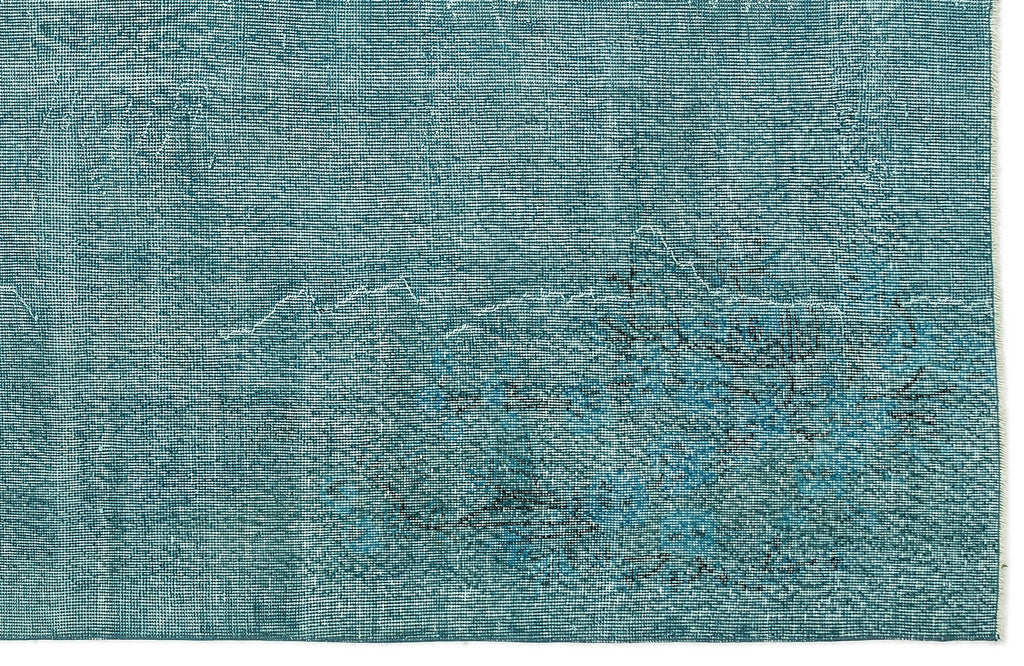 Turquoise  Over Dyed Vintage Rug 4'11'' x 8'8'' ft 149 x 265 cm