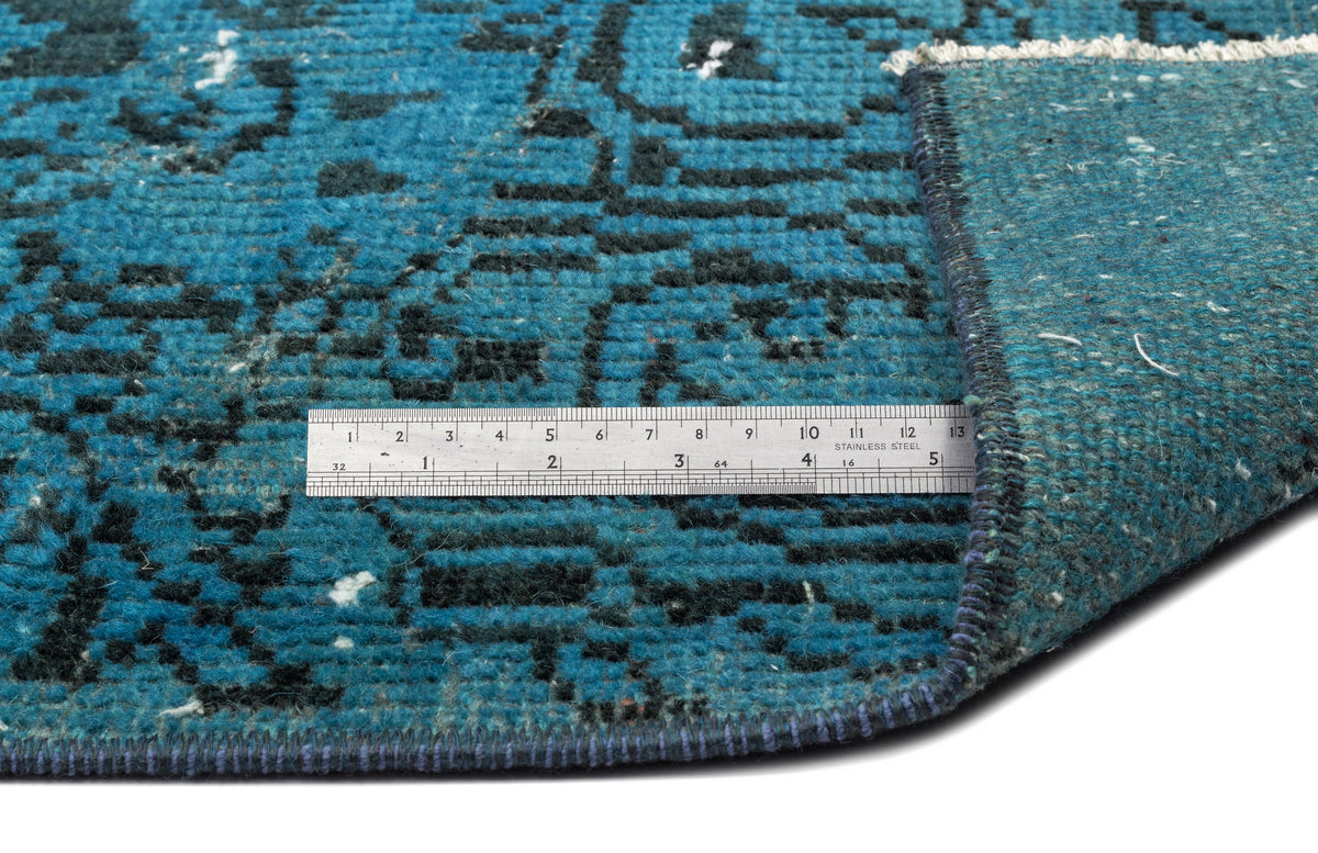 Turquoise  Over Dyed Vintage Rug 5&#39;5&#39;&#39; x 9&#39;5&#39;&#39; ft 165 x 286 cm