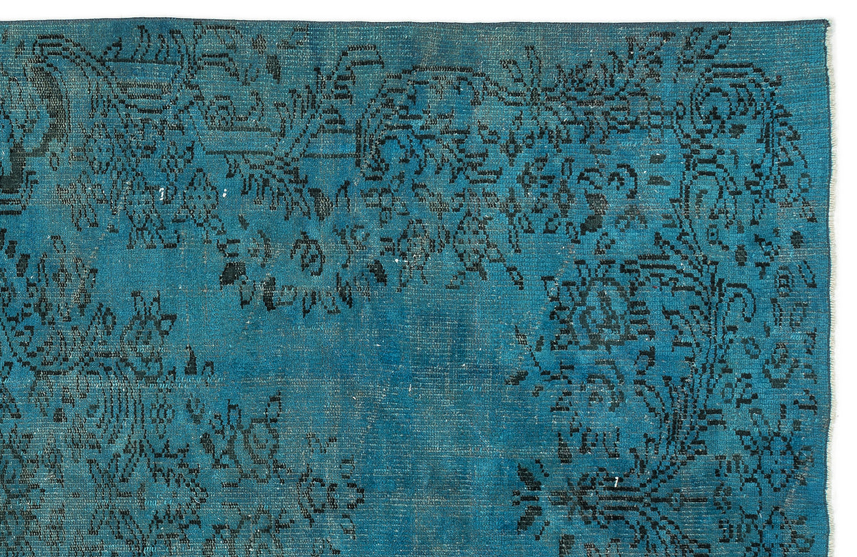 Turquoise  Over Dyed Vintage Rug 5&#39;5&#39;&#39; x 9&#39;5&#39;&#39; ft 165 x 286 cm
