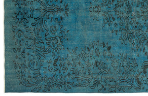 Turquoise  Over Dyed Vintage Rug 5'5'' x 9'5'' ft 165 x 286 cm