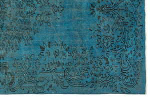 Turquoise  Over Dyed Vintage Rug 5'5'' x 9'5'' ft 165 x 286 cm