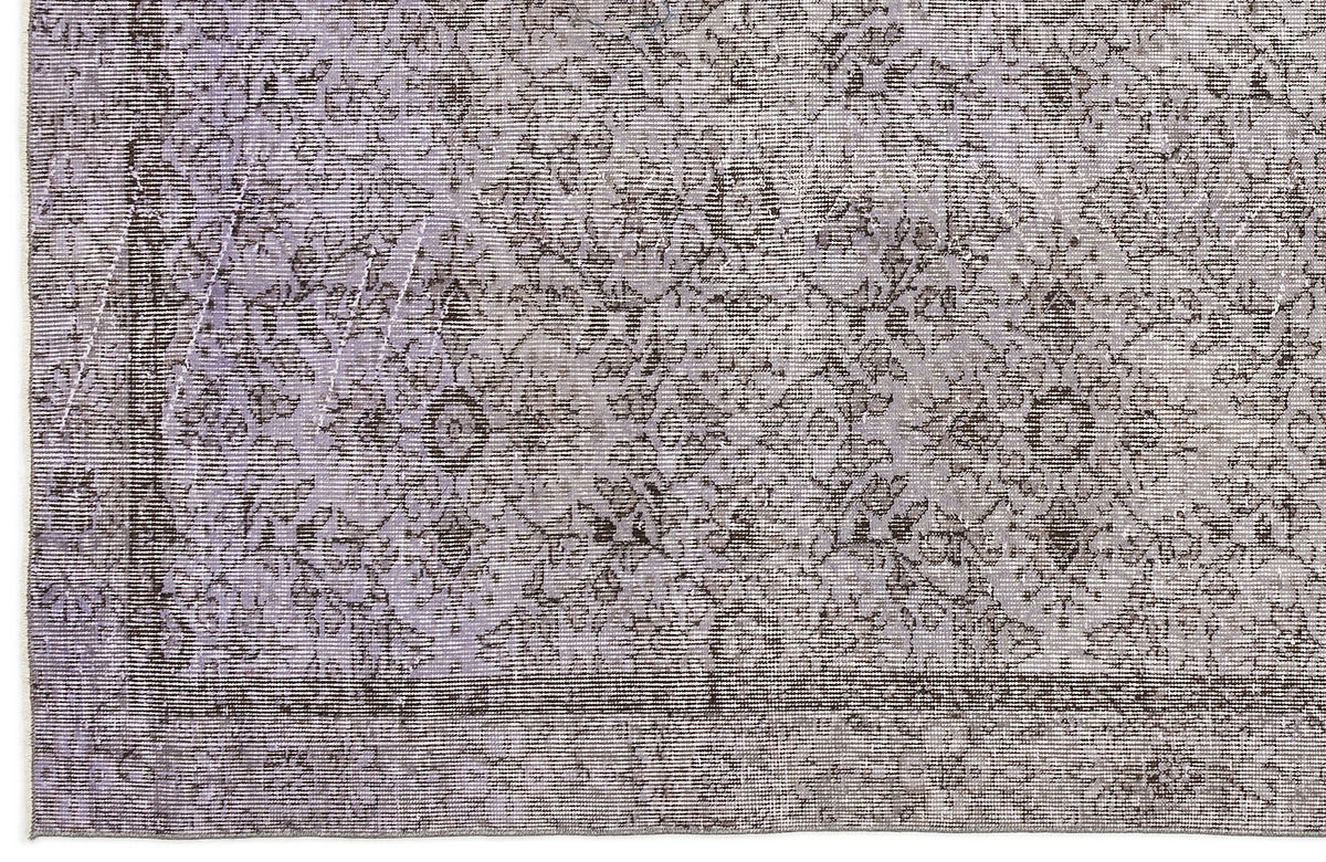 Purple Over Dyed Vintage Rug 4&#39;8&#39;&#39; x 8&#39;2&#39;&#39; ft 142 x 250 cm