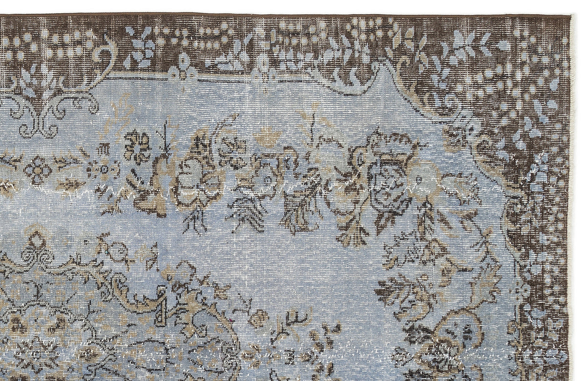 Blue Over Dyed Vintage Rug 5&#39;6&#39;&#39; x 9&#39;7&#39;&#39; ft 168 x 291 cm
