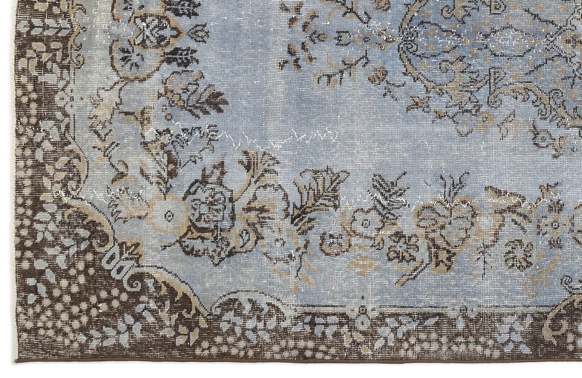 Blue Over Dyed Vintage Rug 5&#39;6&#39;&#39; x 9&#39;7&#39;&#39; ft 168 x 291 cm