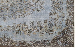 Blue Over Dyed Vintage Rug 5'6'' x 9'7'' ft 168 x 291 cm