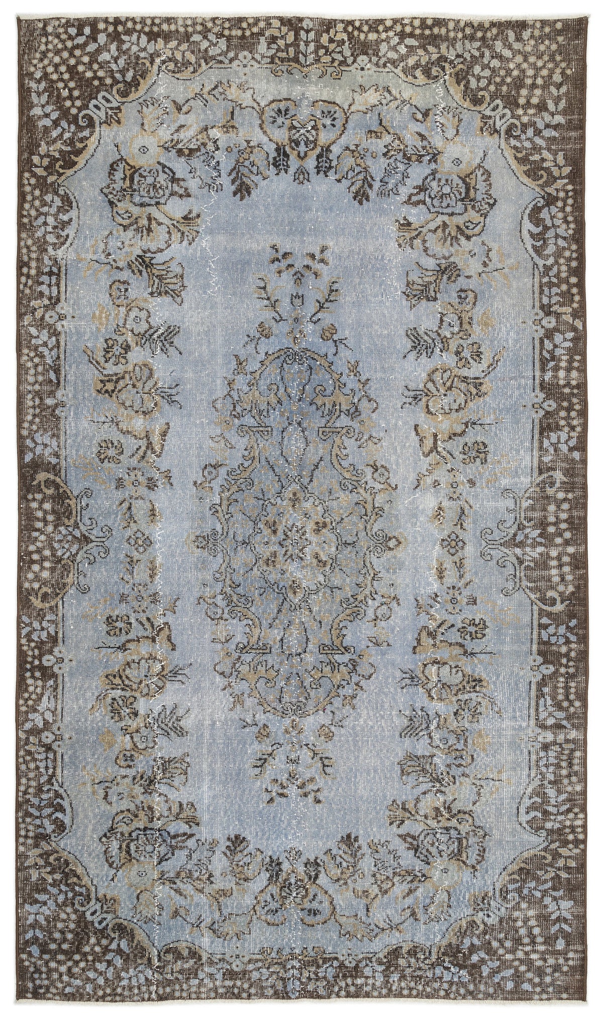 Blue Over Dyed Vintage Rug 5&#39;6&#39;&#39; x 9&#39;7&#39;&#39; ft 168 x 291 cm