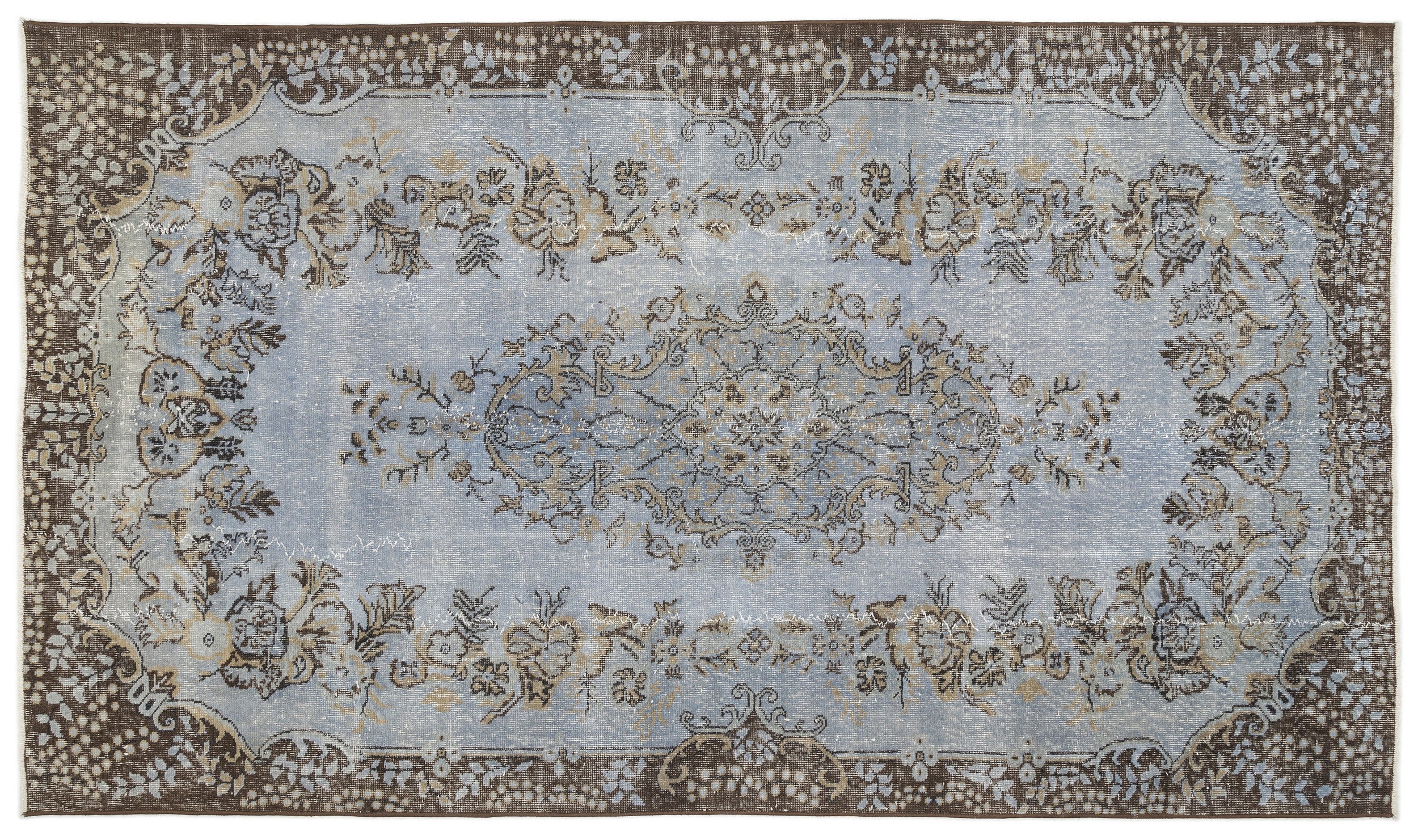 Blue Over Dyed Vintage Rug 5'6'' x 9'7'' ft 168 x 291 cm
