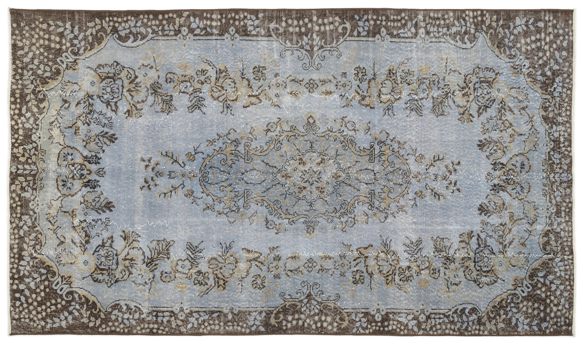 Blue Over Dyed Vintage Rug 5&#39;6&#39;&#39; x 9&#39;7&#39;&#39; ft 168 x 291 cm