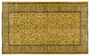 Yellow Over Dyed Vintage Rug 4'8'' x 7'7'' ft 141 x 232 cm