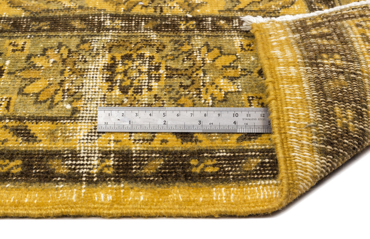 Yellow Over Dyed Vintage Rug 4&#39;8&#39;&#39; x 7&#39;7&#39;&#39; ft 141 x 232 cm