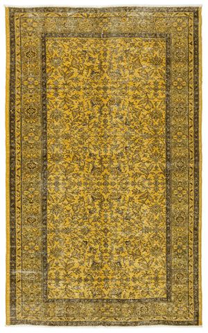 Yellow Over Dyed Vintage Rug 4'8'' x 7'7'' ft 141 x 232 cm