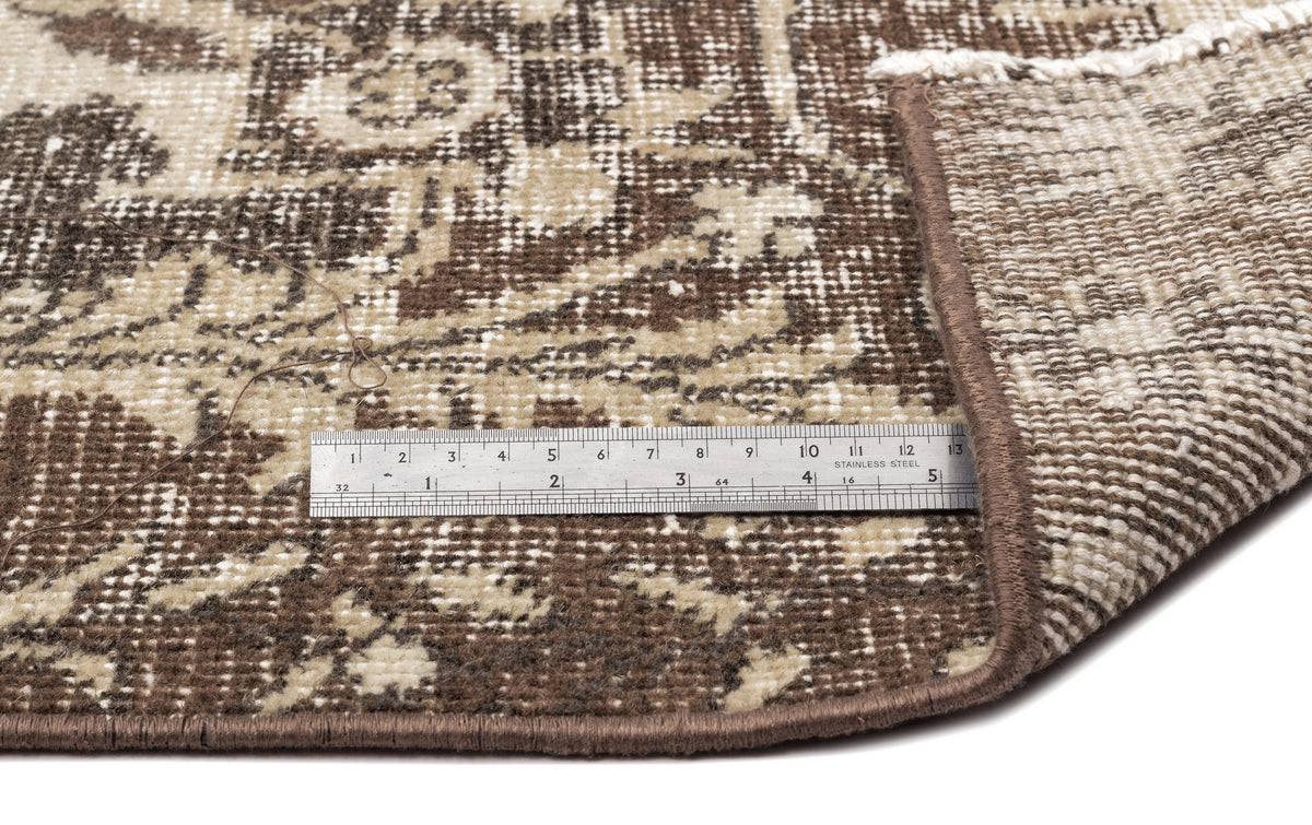 Beige Over Dyed Vintage Rug 6&#39;4&#39;&#39; x 9&#39;9&#39;&#39; ft 192 x 298 cm