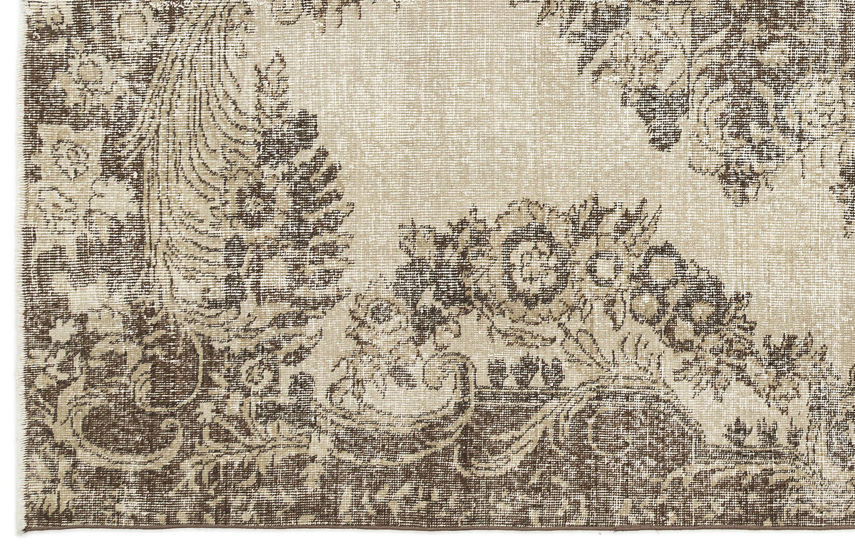 Beige Over Dyed Vintage Rug 6&#39;4&#39;&#39; x 9&#39;9&#39;&#39; ft 192 x 298 cm