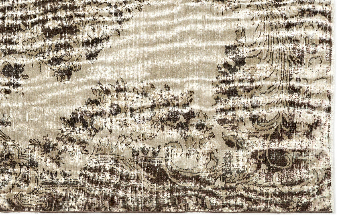 Beige Over Dyed Vintage Rug 6&#39;4&#39;&#39; x 9&#39;9&#39;&#39; ft 192 x 298 cm