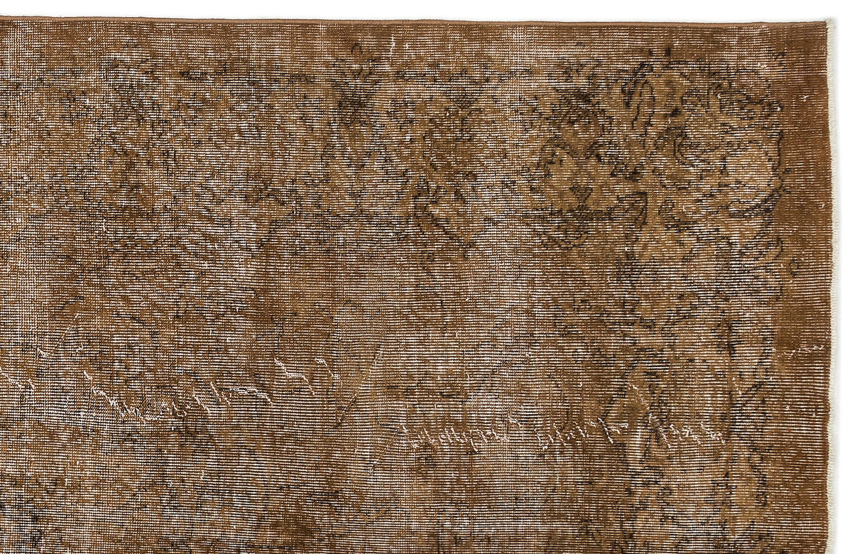 Brown Over Dyed Vintage Rug 5&#39;11&#39;&#39; x 9&#39;11&#39;&#39; ft 180 x 302 cm