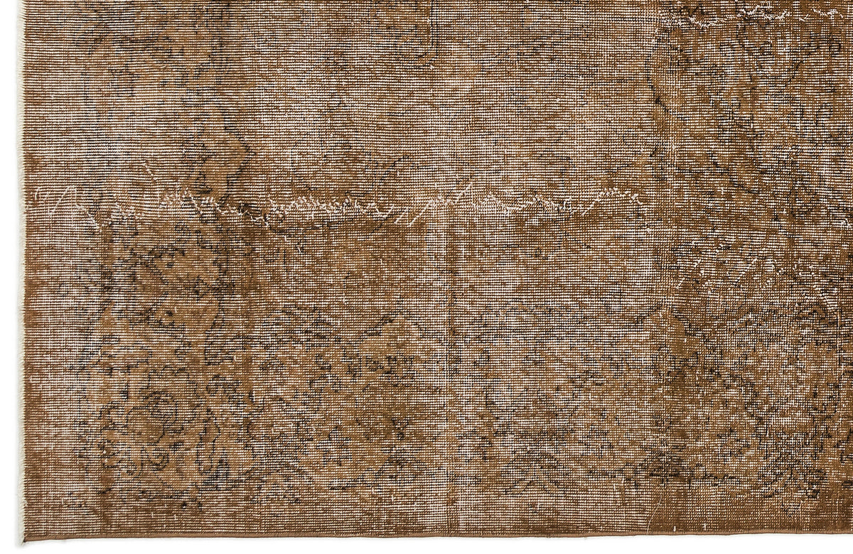 Brown Over Dyed Vintage Rug 5&#39;11&#39;&#39; x 9&#39;11&#39;&#39; ft 180 x 302 cm