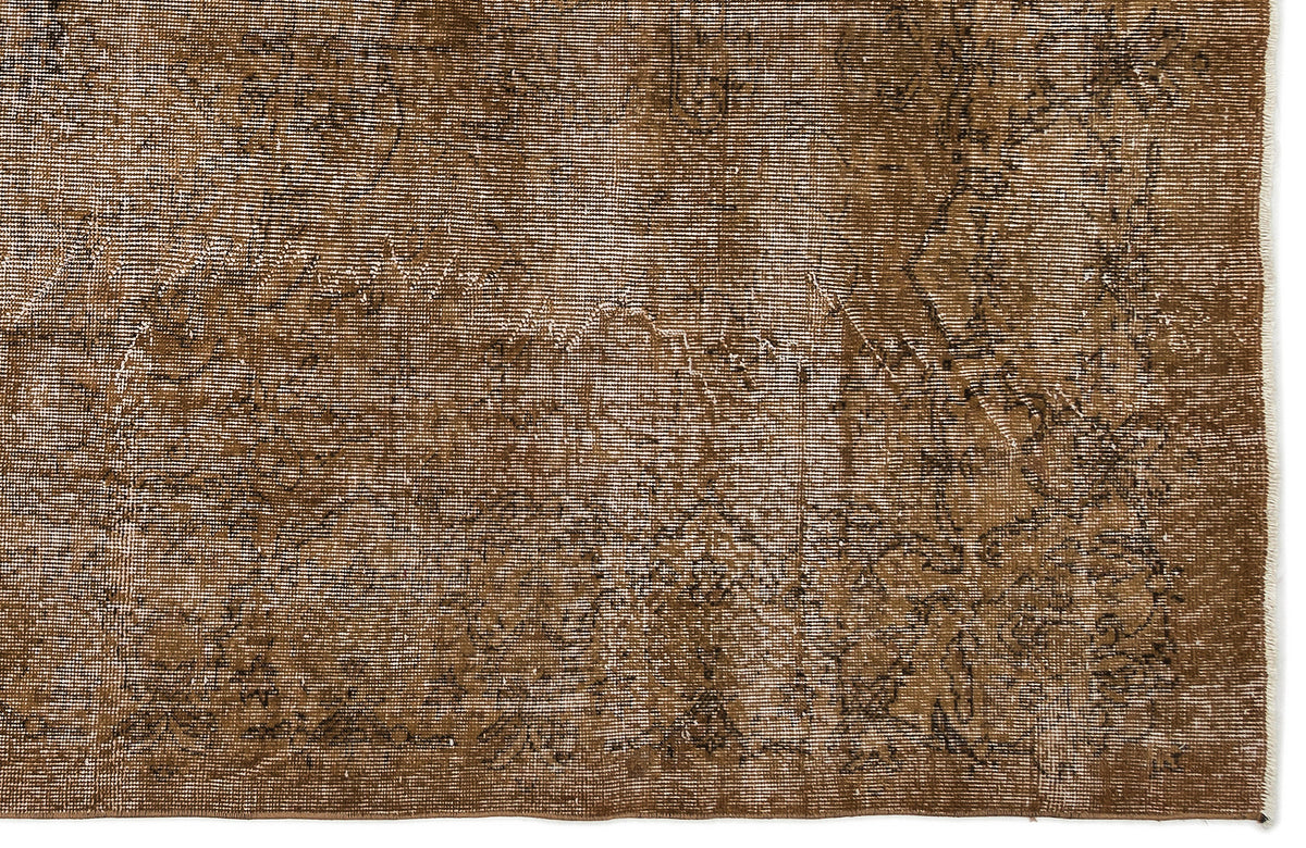 Brown Over Dyed Vintage Rug 5&#39;11&#39;&#39; x 9&#39;11&#39;&#39; ft 180 x 302 cm