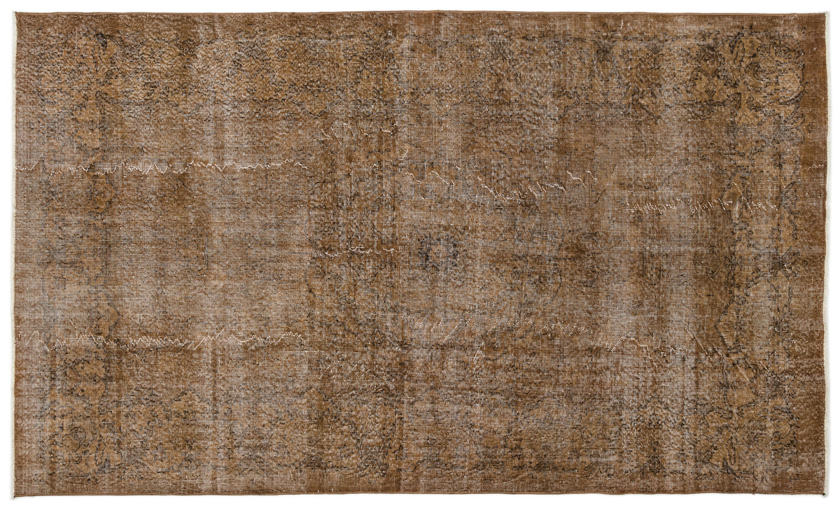 Brown Over Dyed Vintage Rug 5&#39;11&#39;&#39; x 9&#39;11&#39;&#39; ft 180 x 302 cm