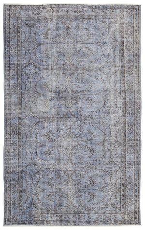 Blue Over Dyed Vintage Rug 5'9'' x 9'4'' ft 176 x 284 cm