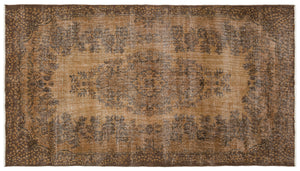 Brown Over Dyed Vintage Rug 5'7'' x 10'0'' ft 170 x 305 cm