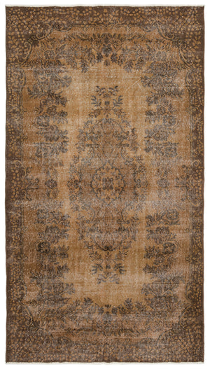Brown Over Dyed Vintage Rug 5'7'' x 10'0'' ft 170 x 305 cm