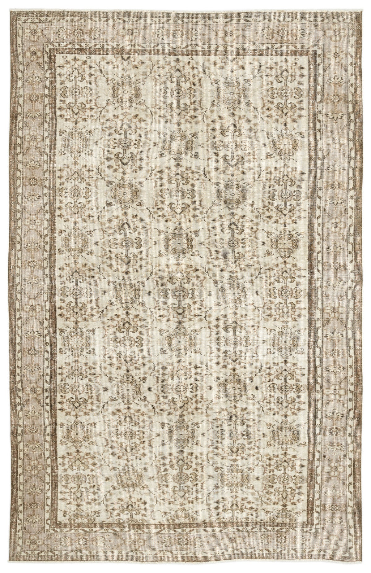 Beige Over Dyed Vintage Rug 6&#39;4&#39;&#39; x 10&#39;2&#39;&#39; ft 194 x 310 cm