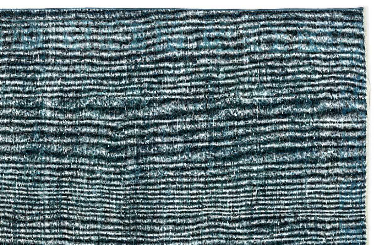 Turquoise  Over Dyed Vintage Rug 5&#39;6&#39;&#39; x 8&#39;9&#39;&#39; ft 168 x 266 cm