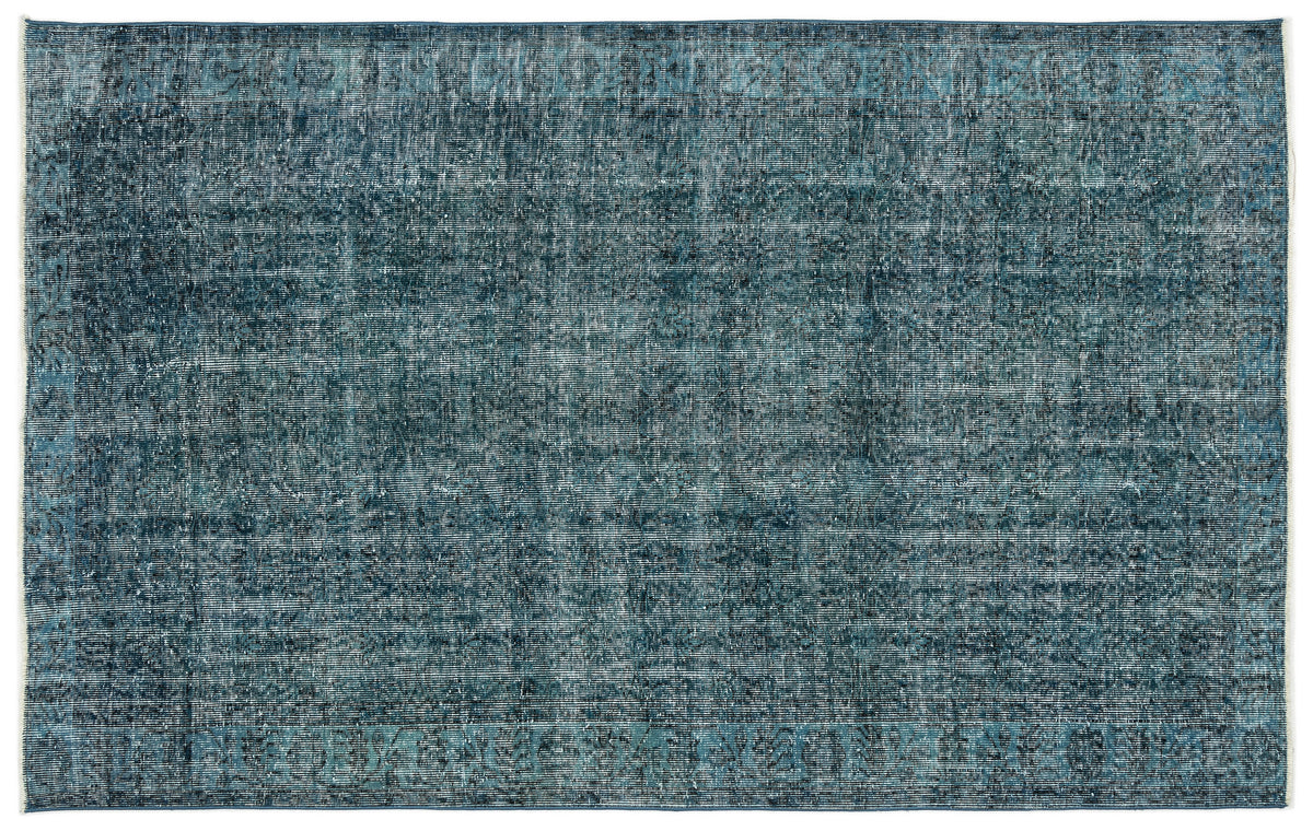 Turquoise  Over Dyed Vintage Rug 5&#39;6&#39;&#39; x 8&#39;9&#39;&#39; ft 168 x 266 cm