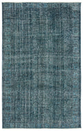 Turquoise  Over Dyed Vintage Rug 5'6'' x 8'9'' ft 168 x 266 cm