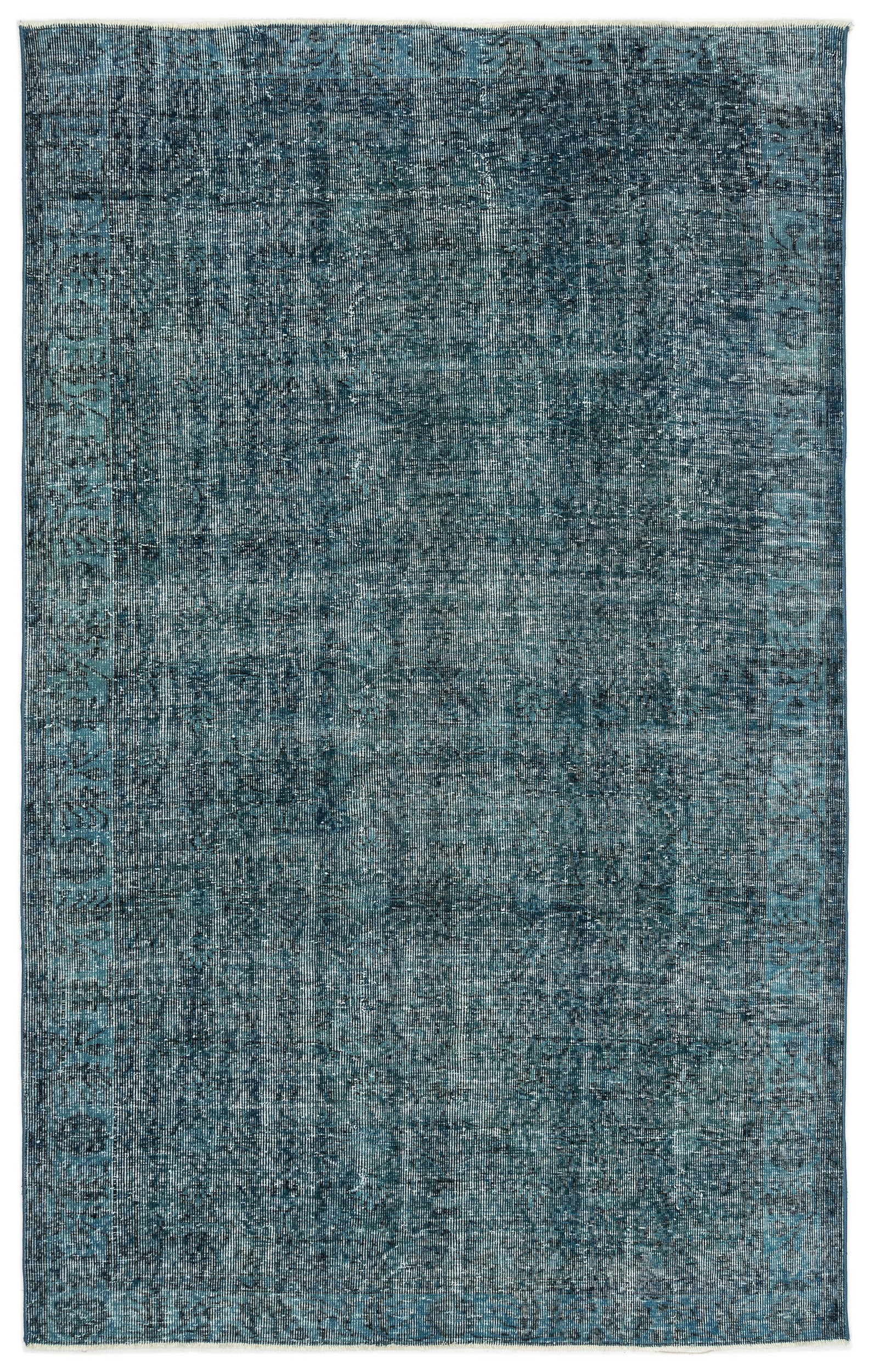 Turquoise  Over Dyed Vintage Rug 5'6'' x 8'9'' ft 168 x 266 cm