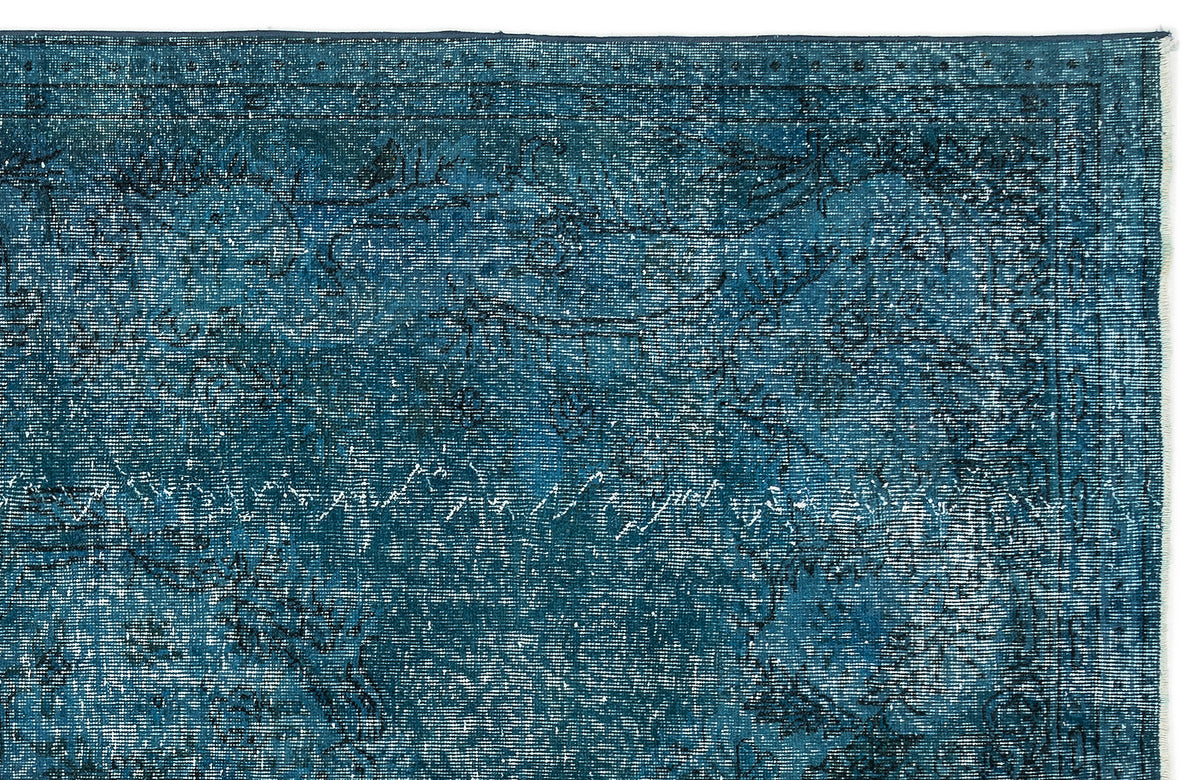 Turquoise  Over Dyed Vintage Rug 6&#39;2&#39;&#39; x 9&#39;9&#39;&#39; ft 187 x 297 cm