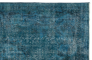 Turquoise  Over Dyed Vintage Rug 6'2'' x 9'9'' ft 187 x 297 cm