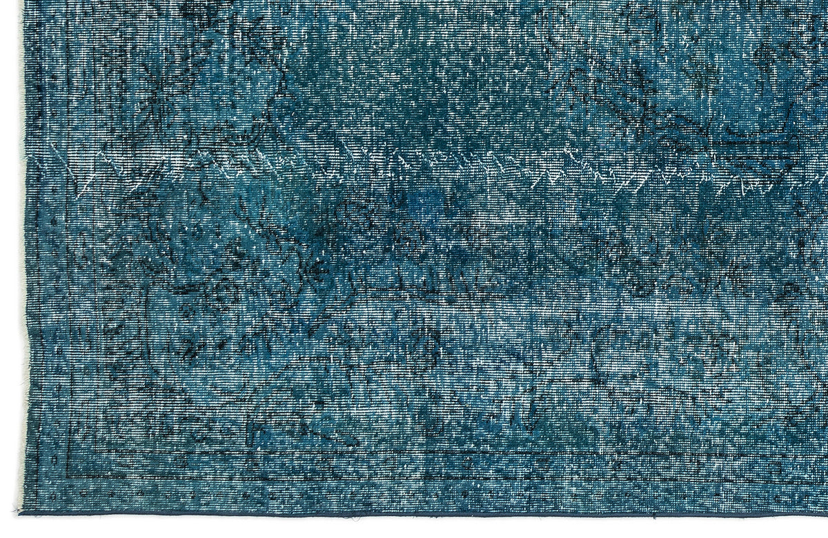 Turquoise  Over Dyed Vintage Rug 6&#39;2&#39;&#39; x 9&#39;9&#39;&#39; ft 187 x 297 cm