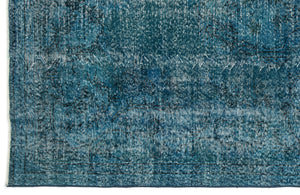 Turquoise  Over Dyed Vintage Rug 6'2'' x 9'9'' ft 187 x 297 cm