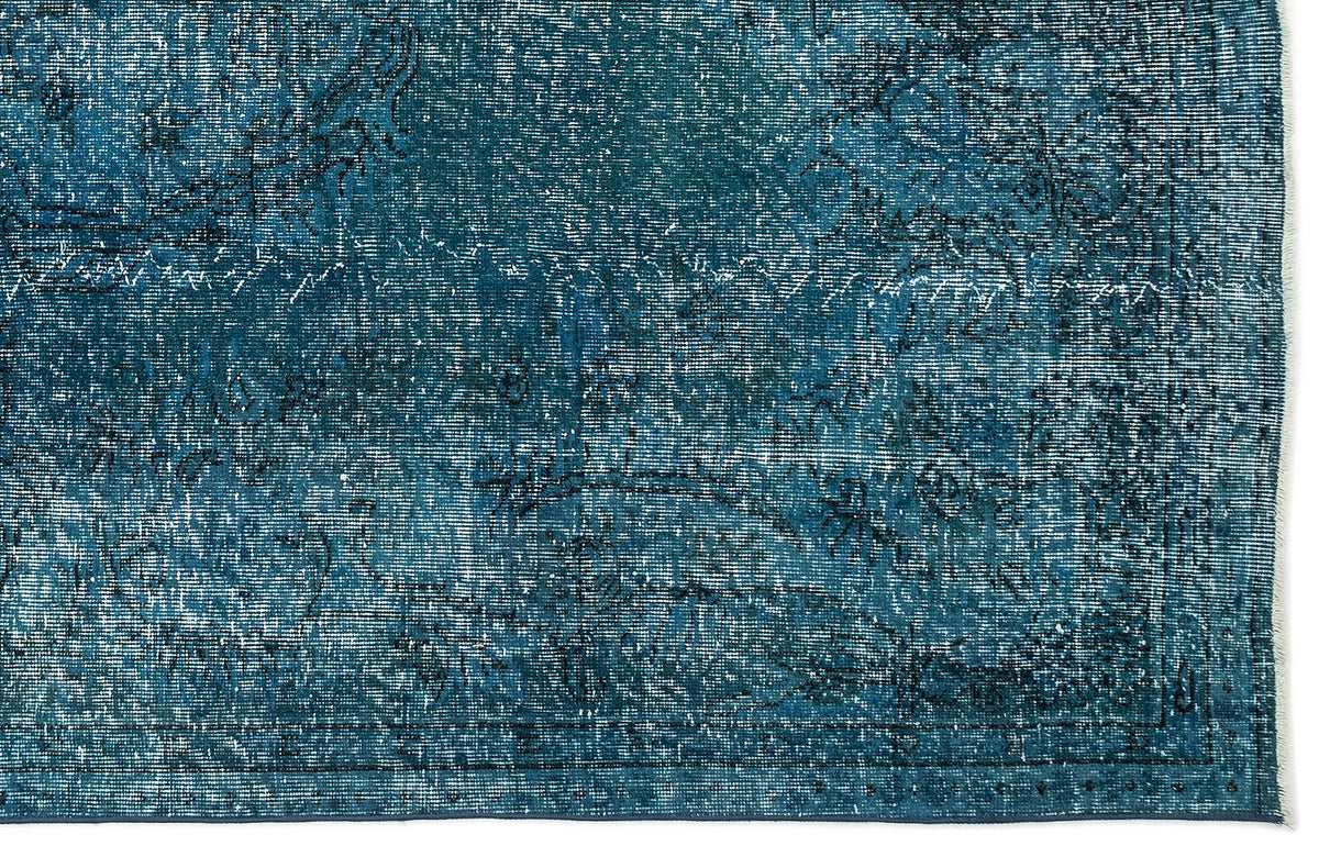 Turquoise  Over Dyed Vintage Rug 6&#39;2&#39;&#39; x 9&#39;9&#39;&#39; ft 187 x 297 cm