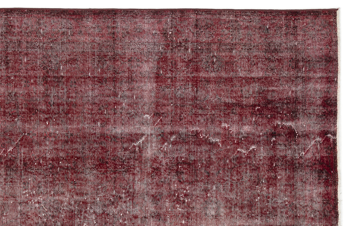 Red Over Dyed Vintage Rug 5&#39;7&#39;&#39; x 9&#39;3&#39;&#39; ft 171 x 281 cm