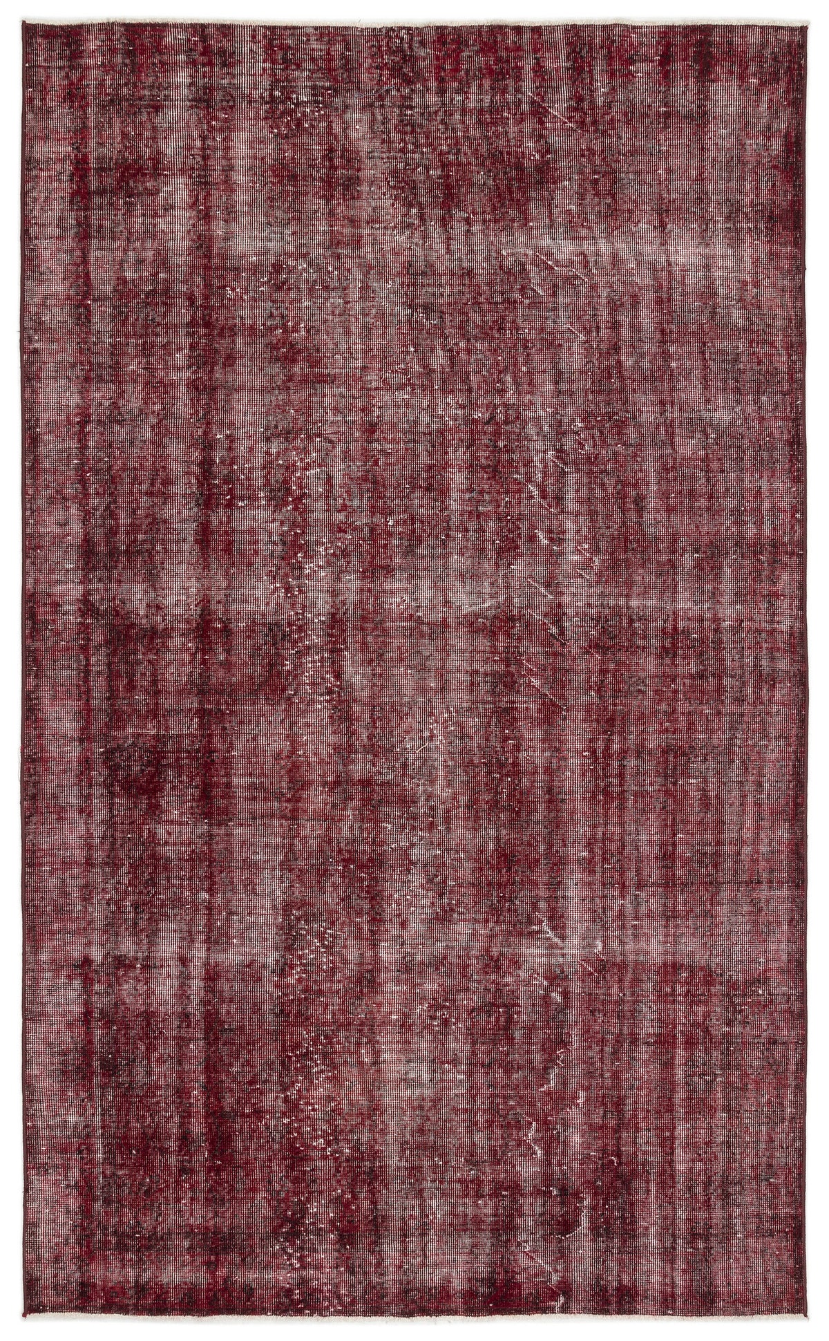Red Over Dyed Vintage Rug 5&#39;7&#39;&#39; x 9&#39;3&#39;&#39; ft 171 x 281 cm