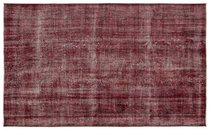 Red Over Dyed Vintage Rug 5'7'' x 9'3'' ft 171 x 281 cm