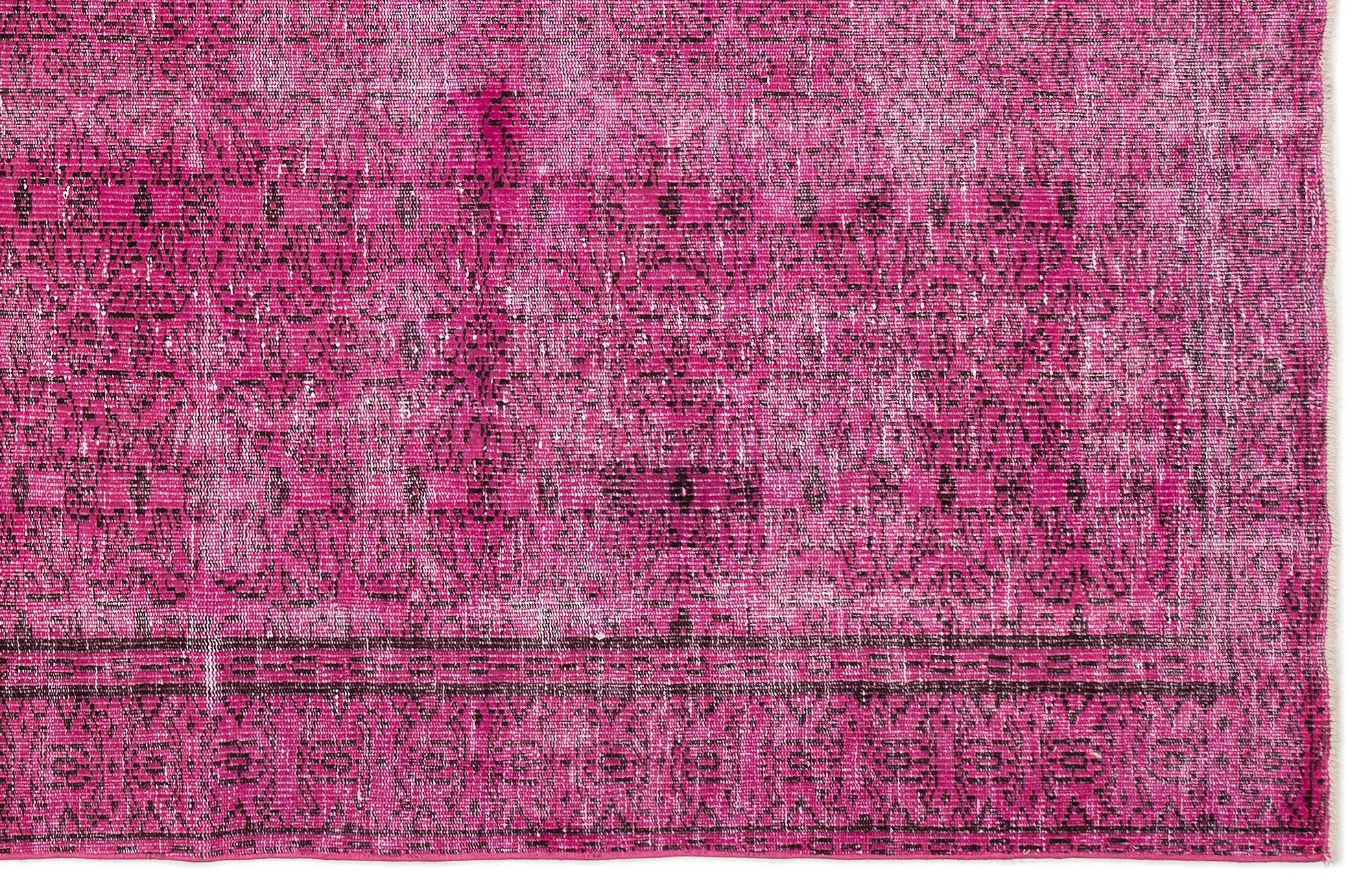 Fuchsia Over Dyed Vintage Rug 5'7'' x 9'5'' ft 171 x 286 cm