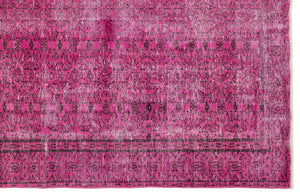 Fuchsia Over Dyed Vintage Rug 5'7'' x 9'5'' ft 171 x 286 cm