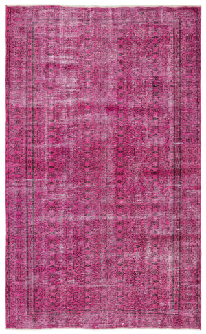 Fuchsia Over Dyed Vintage Rug 5'7'' x 9'5'' ft 171 x 286 cm