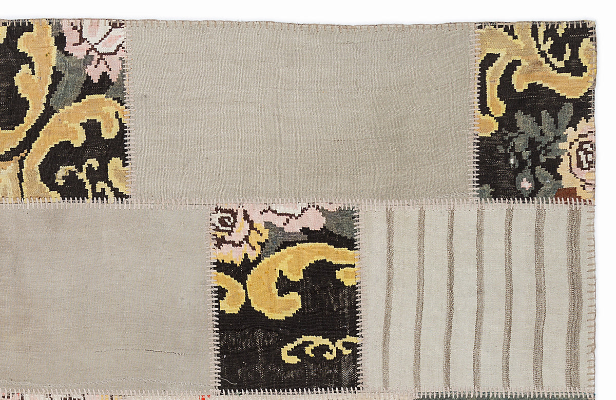 Karabakh Over Dyed Kilim Patchwork Unique Rug 5&#39;3&#39;&#39; x 7&#39;7&#39;&#39; ft 160 x 230 cm