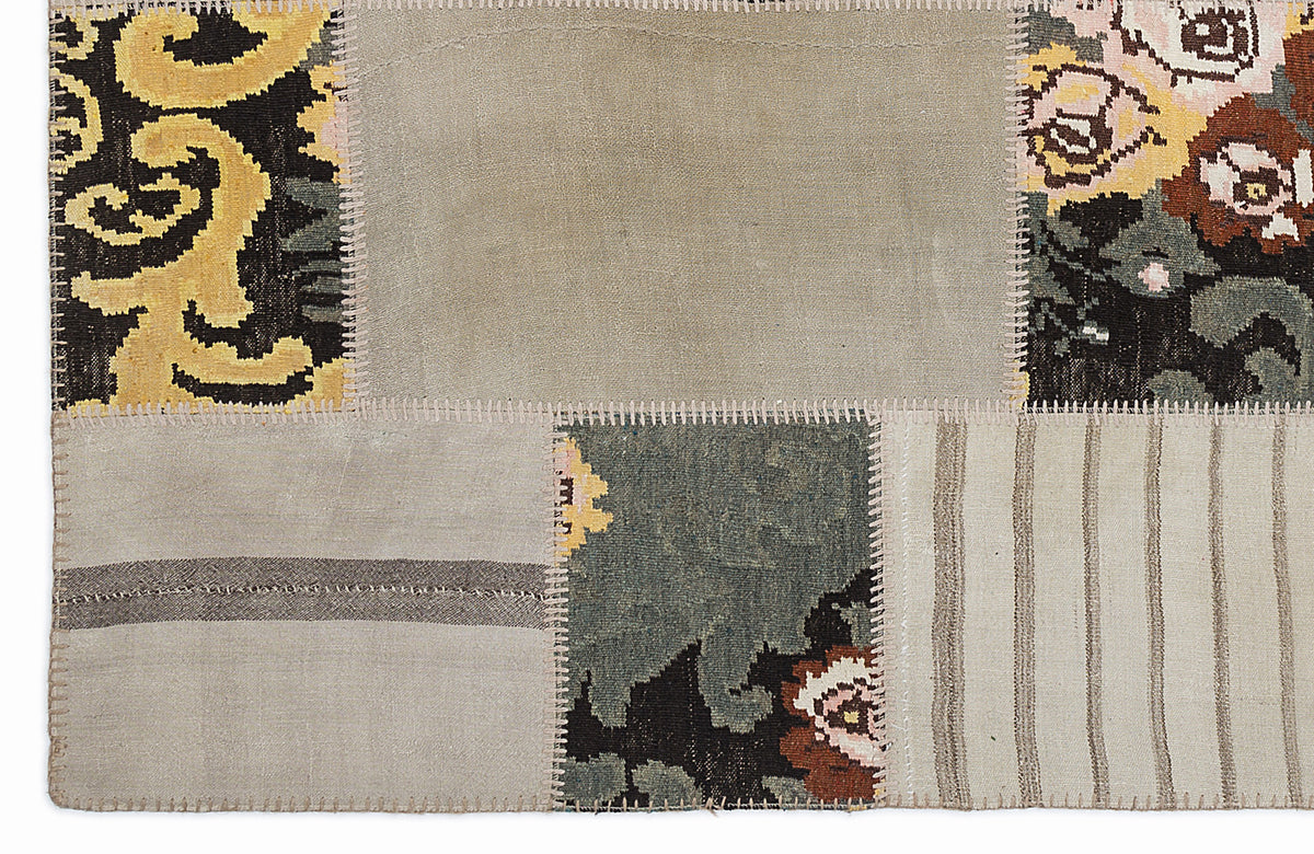 Karabakh Over Dyed Kilim Patchwork Unique Rug 5&#39;3&#39;&#39; x 7&#39;7&#39;&#39; ft 160 x 230 cm