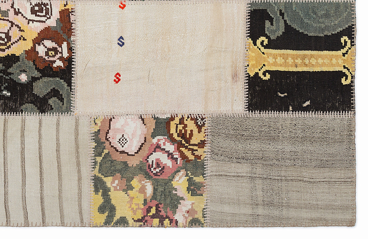 Karabakh Over Dyed Kilim Patchwork Unique Rug 5&#39;3&#39;&#39; x 7&#39;7&#39;&#39; ft 160 x 230 cm