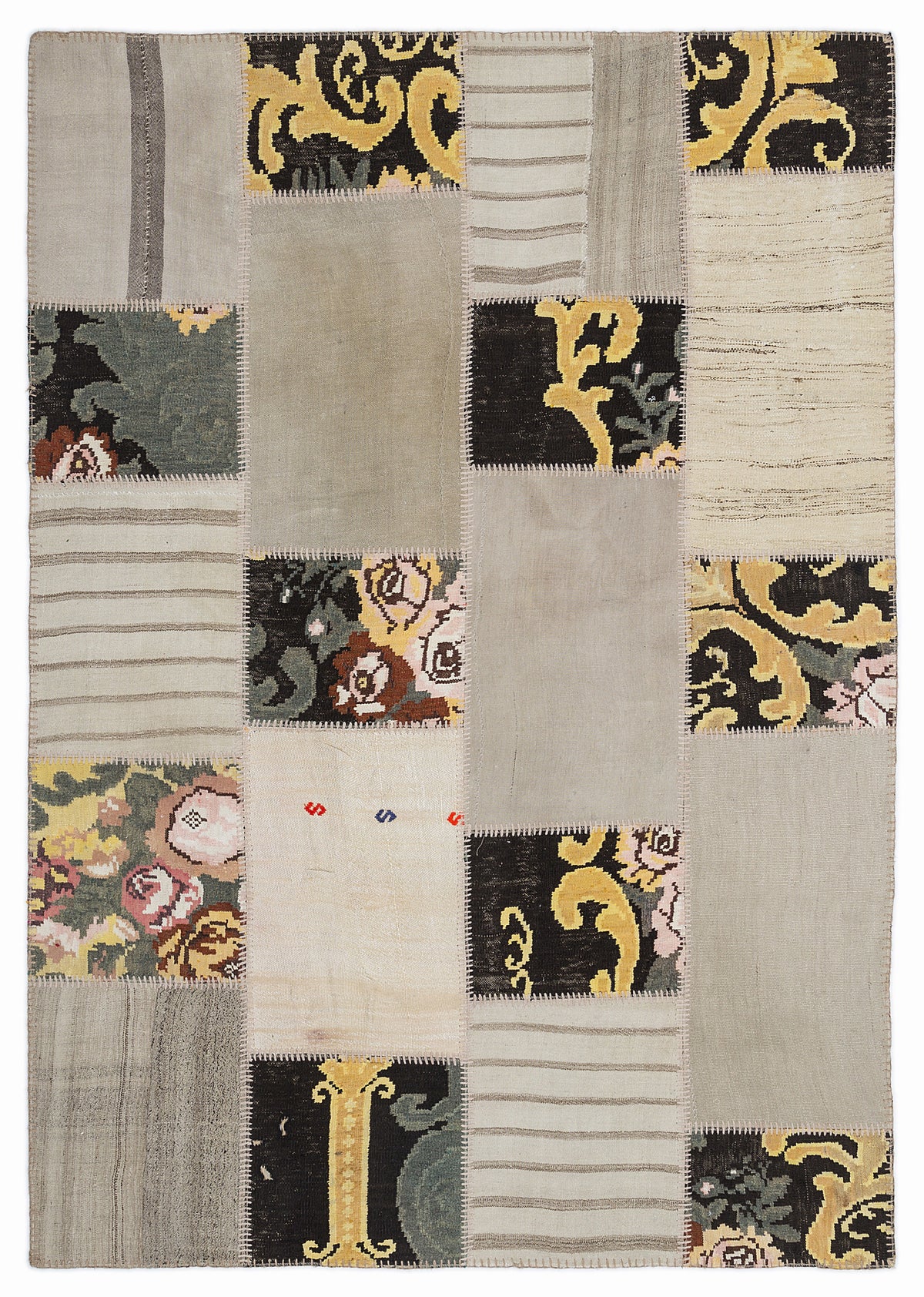 Karabakh Over Dyed Kilim Patchwork Unique Rug 5&#39;3&#39;&#39; x 7&#39;7&#39;&#39; ft 160 x 230 cm