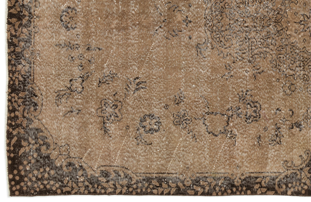 Brown Over Dyed Vintage Rug 5'6'' x 9'5'' ft 167 x 286 cm
