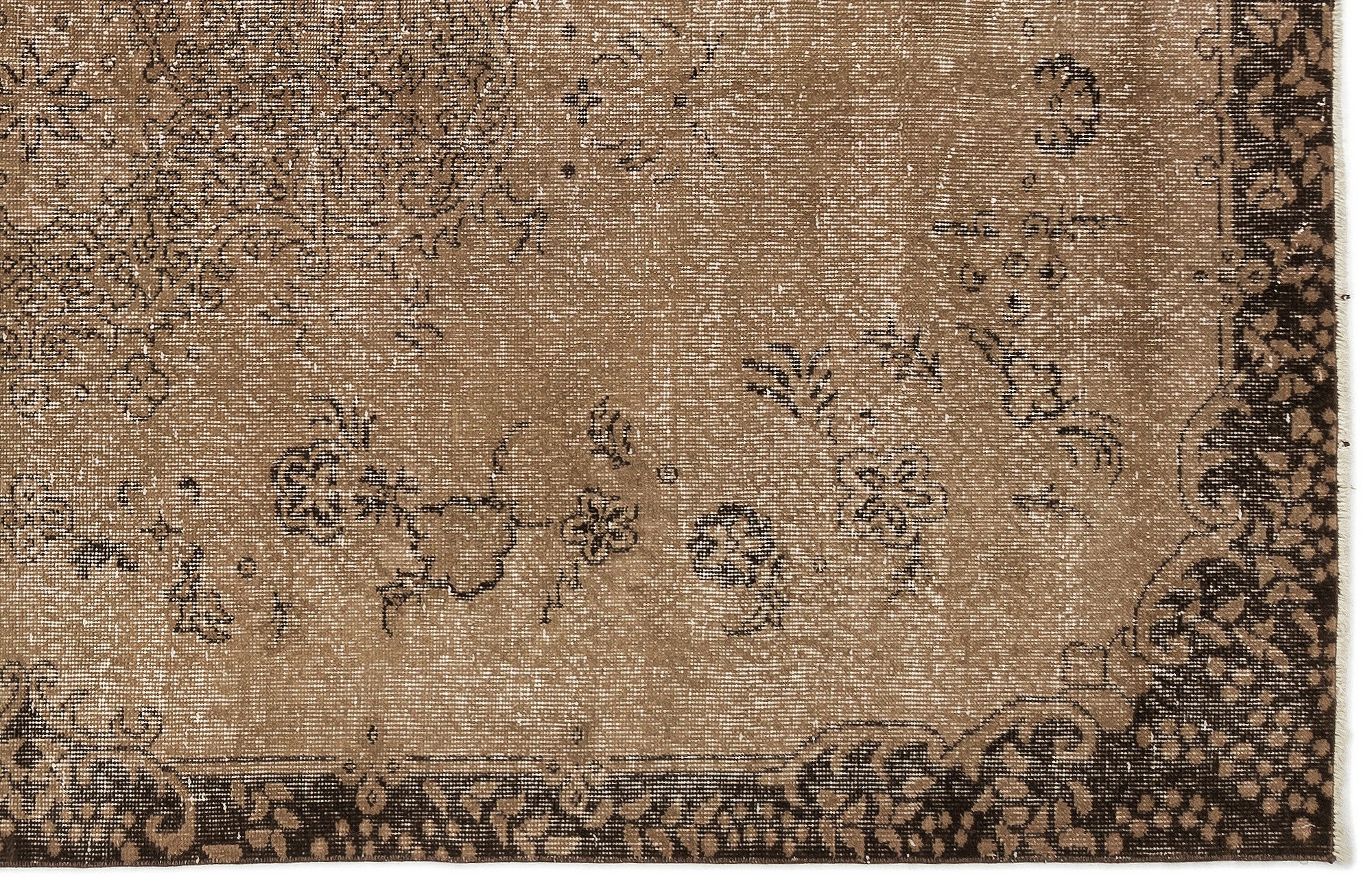 Brown Over Dyed Vintage Rug 5'6'' x 9'5'' ft 167 x 286 cm