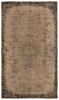 Brown Over Dyed Vintage Rug 5'6'' x 9'5'' ft 167 x 286 cm